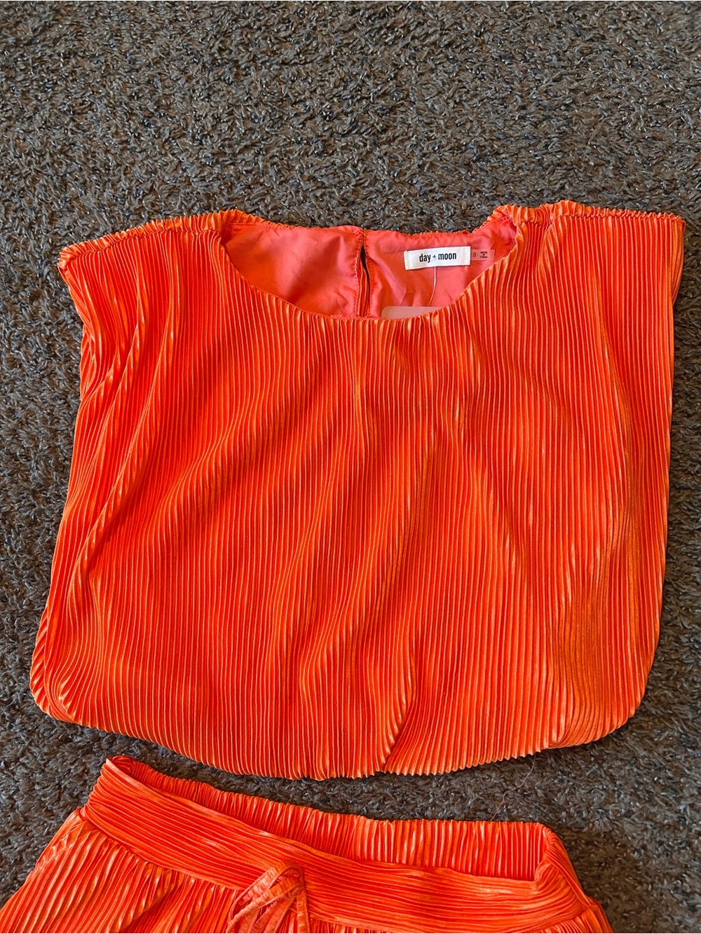 Go Big Orange Pleated Two-Piece Set - Picture 2 of 5
